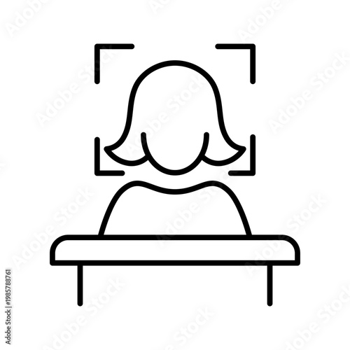 Video blogger icon. Media and vlogging line symbol. Black and white.