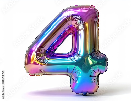 Wallpaper Mural A colorful, inflated number "4" with iridescent sheen Torontodigital.ca