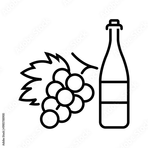 Wine production icon. Industry and winemaking line symbol. Black and white.