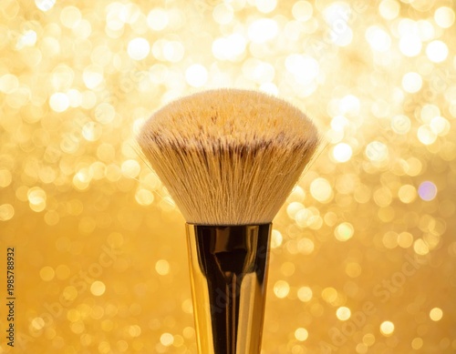 Wallpaper Mural Golden makeup brush against glittering background Torontodigital.ca