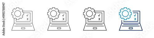Software Testing is the systematic process of executing a program to identify errors and verify that it functions correctly. It is illustrated with a computer, gear, check list and cross sign. 