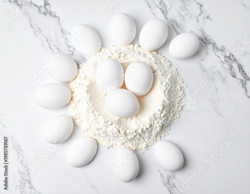 Wallpaper Mural Eggs circle flour on a marble countertop Torontodigital.ca