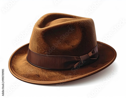 Wallpaper Mural A detailed illustration of a vintage brown fedora hat Torontodigital.ca