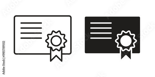 Diploma icon design, logo, app, template set. Black icons