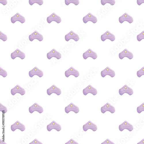 Repeating light purple traditional sultan turban hats with a golden detail on a white background