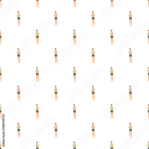 Overweight man presenting an unhealthy lifestyle problem repeating in a seamless pattern