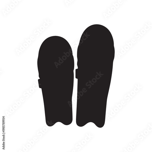 Two black cricket leg guards silhouette icon vector flat design