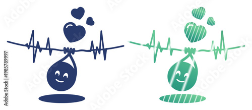 Joyful hearts and heartbeat line symbolize love and life's precious moments