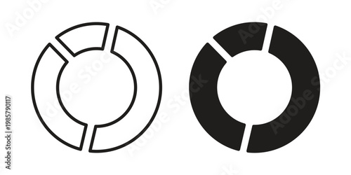 Donut chart icon design, logo, app, template set. Black icons