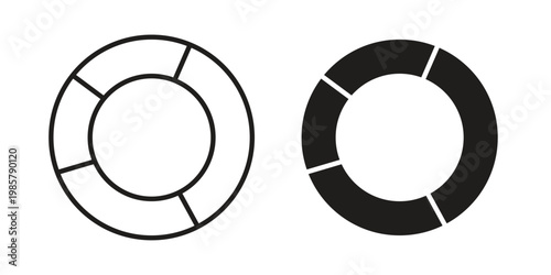Donut chart icon design, logo, app, template set. Black icons
