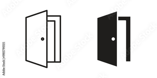 Door icon design, logo, app, template set. Black icons