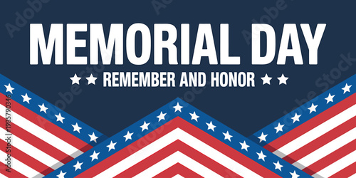 Memorial Day graphic design with American flag pattern and text