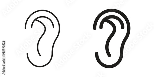 Ear icon design, logo, app, template set. Black icons