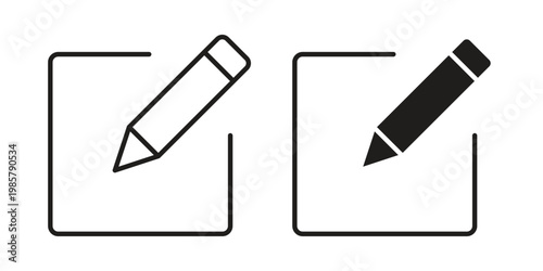 Edit button icon design, logo, app, template set. Black icons