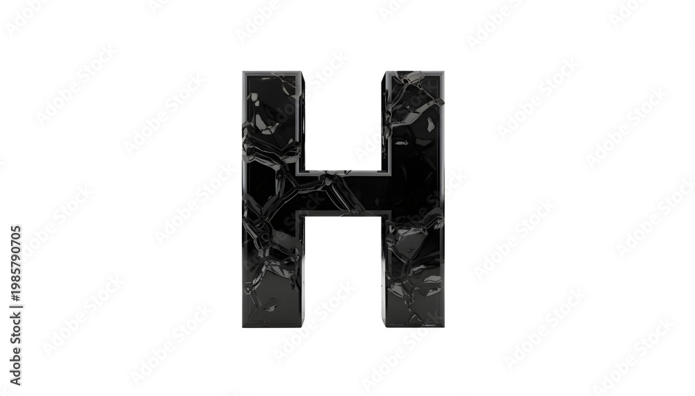 Obraz premium Stylish black marble letter H with glossy finish for modern design and branding