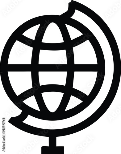 Global connectivity desktop globe outline icon representing world travel and international communication