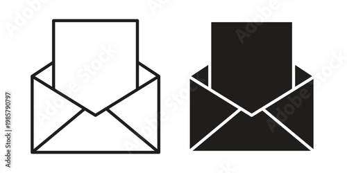 Email icon design, logo, app, template set. Black icons