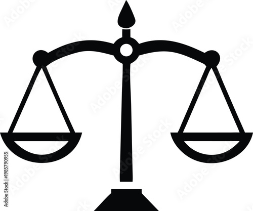 Black Scales of Justice Icon Representing Fairness and Legal Equality for Rights