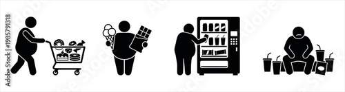 Visualizing the struggles of an unhealthy lifestyle concept with overconsumption and poor diet choices