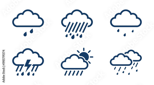 Weather forecast icons on white background.