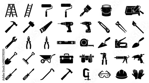 Collection of various construction tools.
