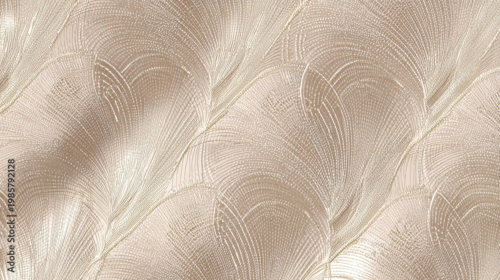 © Sergey - Art deco embroidery pattern in soft beige tones, тонкая ниточная текстура, ровная поверхность без складок, минималистичная геометрия, мягкии свет