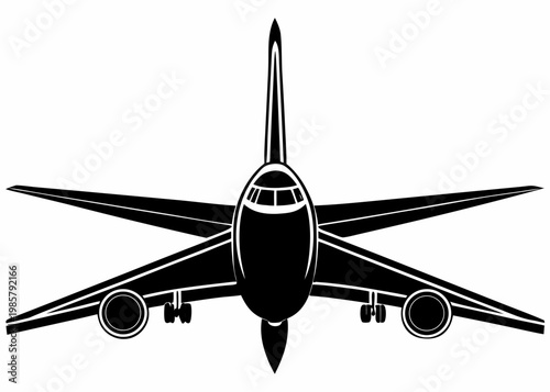 Commercial Airplane Silhouette Flight Icon Isolated on Transparent Background