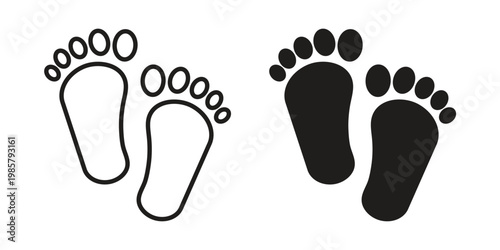 Foot icon design, logo, app, template set. Black icons