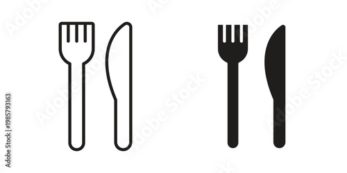 Fork and Knife icon design, logo, app, template set. Black icons