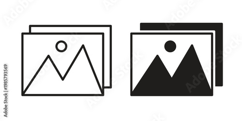 Gallery icon design, logo, app, template set. Black icons