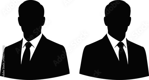 elegant businessman silhouette in suit and tie flat design vector illustration