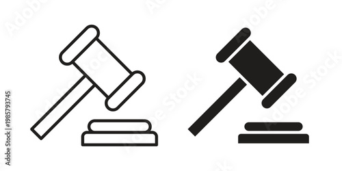 Gavel icon design, logo, app, template set. Black icons