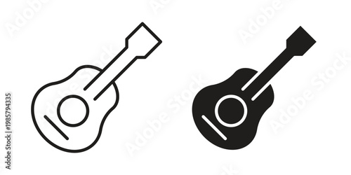 Guitar icon design, logo, app, template set. Black icons