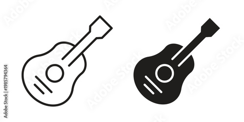 Guitar icon design, logo, app, template set. Black icons
