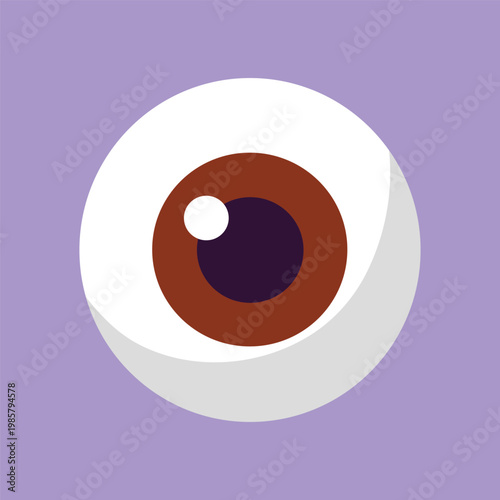 Stylized human eyeball with brown iris and blue pupil