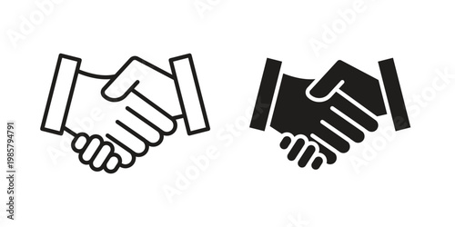 Handshake icon design, logo, app, template set. Black icons