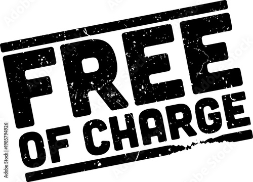 grungy scratched FREE OF CHARGE rubber stamp, vector illustration