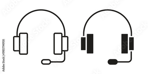 Headphones icon design, logo, app, template set. Black icons