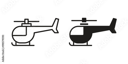 Helicopter icon design, logo, app, template set. Black icons