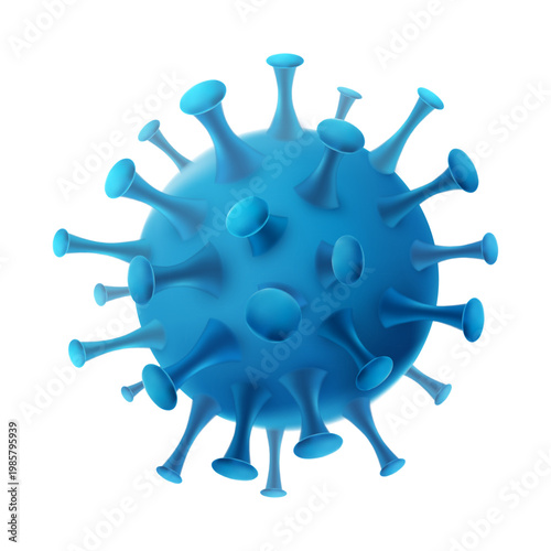 Blue 3D Rendered virus Illustration Isolated on White Background Representing Viral Infections Health Risks and Scientific Research