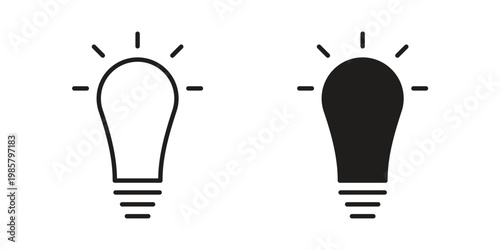 Light bulb icon design, logo, app, template set. Black icons