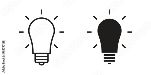 Lightbulb icon design, logo, app, template set. Black icons