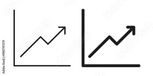 Line chart icon design, logo, app, template set. Black icons