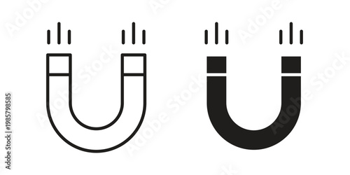 Magnet icon design, logo, app, template set. Black icons