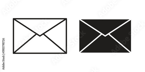 Mail icon design, logo, app, template set. Black icons