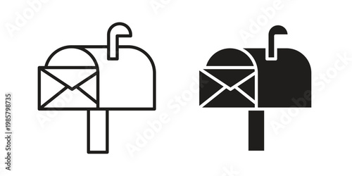 Billede på lærred Mailbox icon design, logo, app, template set. Black icons