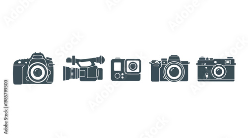 Cameras and photography equipment icons.