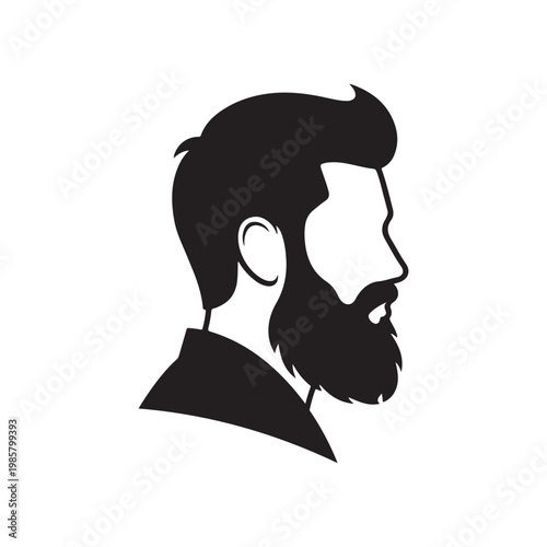 Bearded man silhouette icon vector flat design on white background