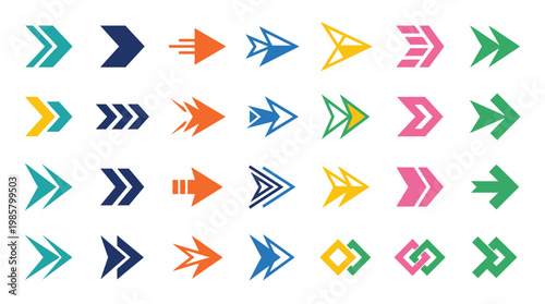 Collection of colorful arrow icons.