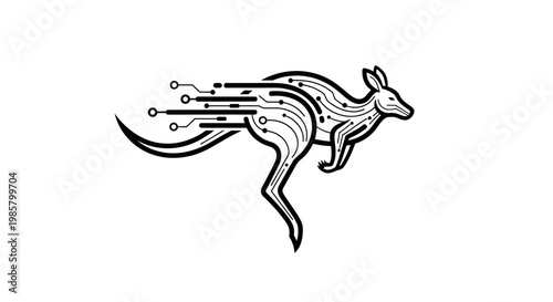 A stylized illustration of a kangaroo.